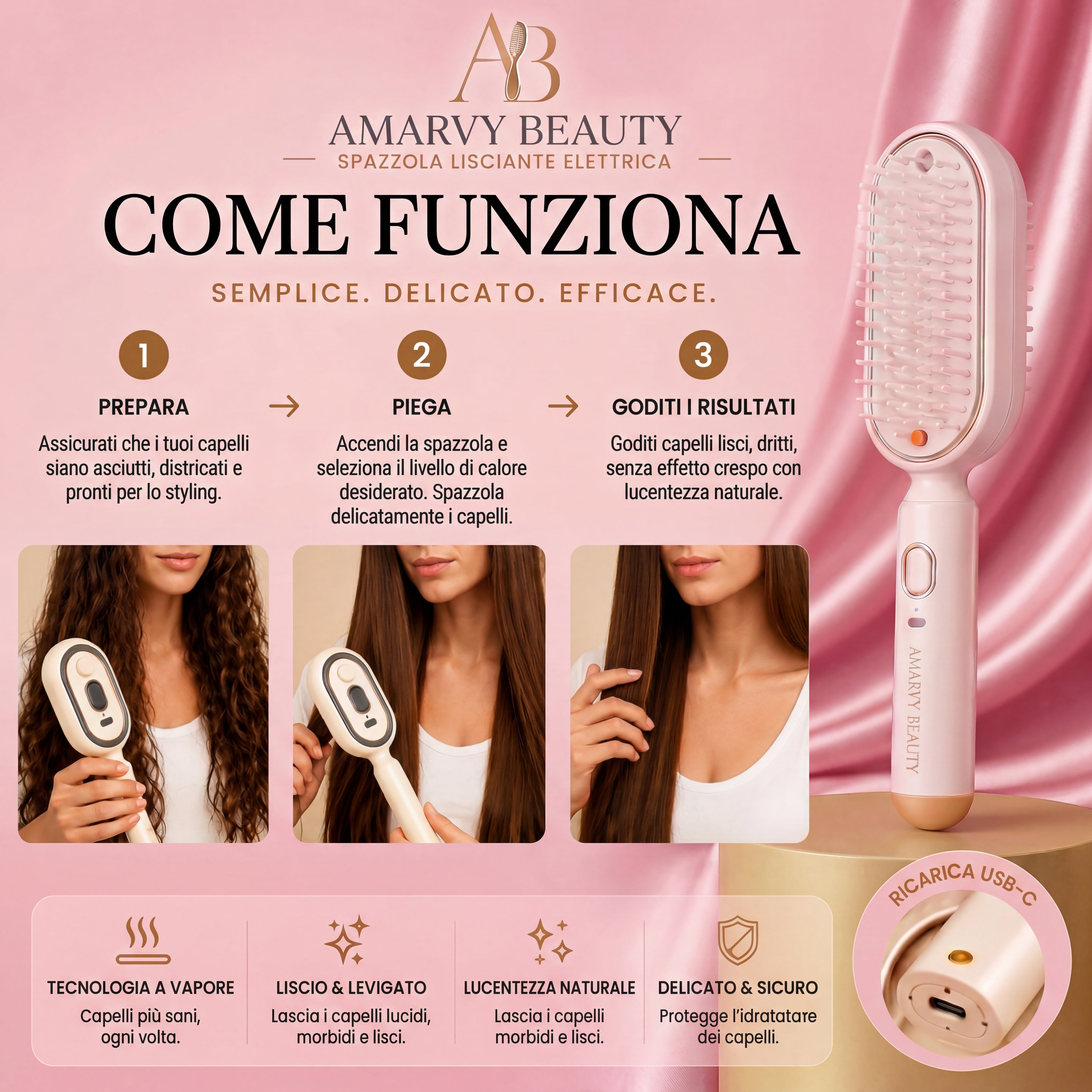Amarvy - Spazzola lisciante